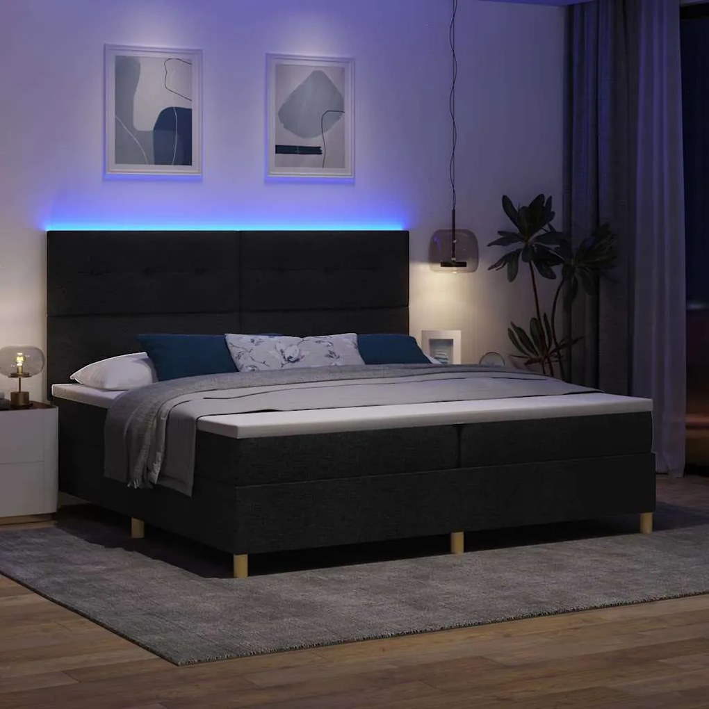 vidaXL Κρεβάτι με ελατήρια με στρώμα Μαύρο 200 x 200 cm ύφασμα