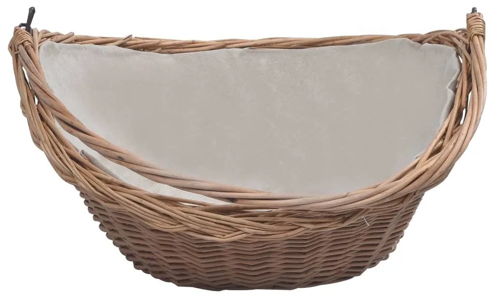 286987 Firewood Basket with Handle 57x46,5x52 cm Brown Willow - Καφέ