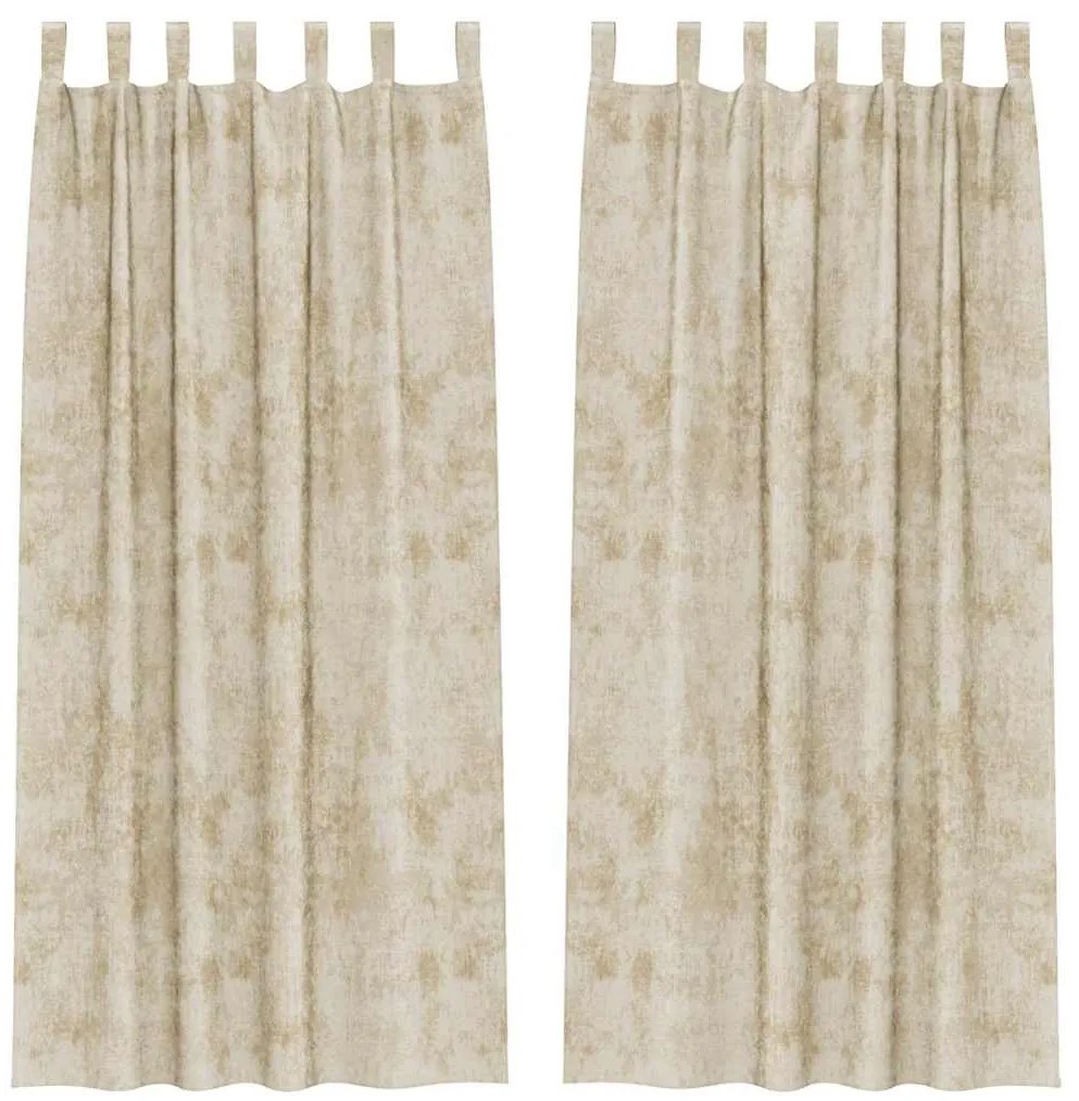 vidaXL Κουρτίνα με κουρτίνες 2 pcs Κρεμ 245 x 140 εκ. Βελούδο