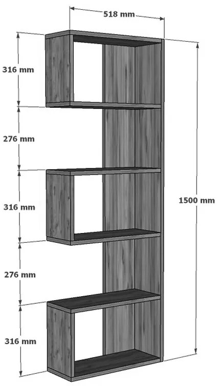 ΒΙΒΛΙΟΘΗΚΗ CASCADE PAKOWORLD ΣΕ ΣΚΟΥΡΟ ΚΑΡΥΔΙ ΑΠΟΧΡΩΣΗ 51.8X22X150ΕΚ