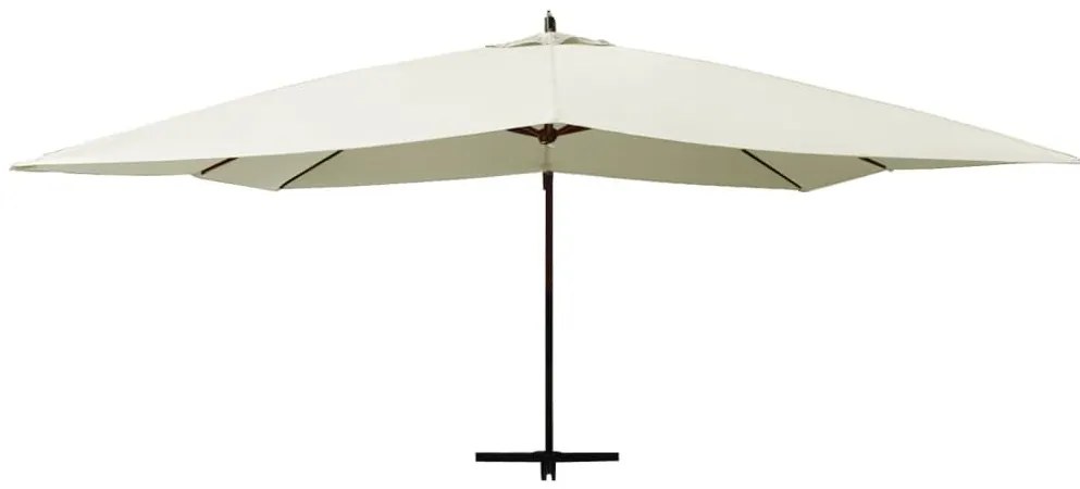 Ομπρέλα Κρεμαστή Λευκό της Άμμου 400 x 300 εκ. με Ξύλινο Ιστό - Λευκό