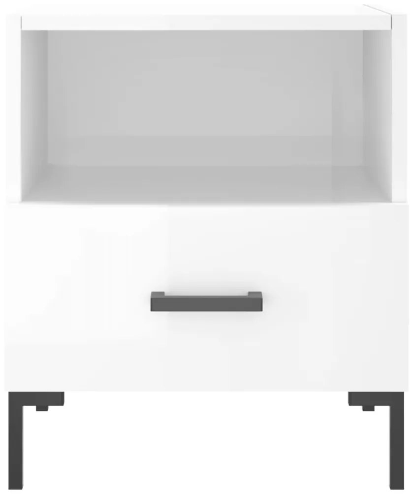 vidaXL Κομοδίνο Γυαλιστερό Λευκό 40 x 35 x 47,5 εκ. Επεξεργασμένο Ξύλο