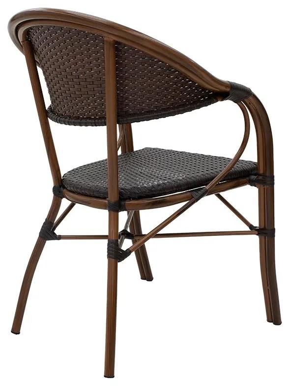 Πολυθρόνα Paula pakoworld μέταλλο-pe rattan καφέ 60x56x85 εκ.