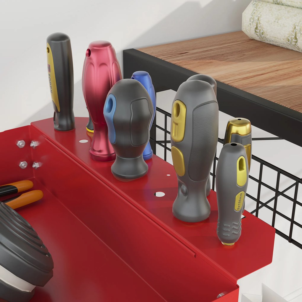 DURHAND Τρόλεϊ Εργαλείων 3 Επιπέδων, 4 Ρόδες, Ατσάλι, 83Π x 35,3Β x 76Υ cm, Κόκκινο