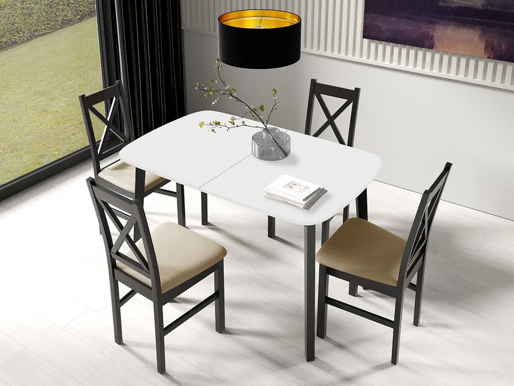 Τραπέζι Edmond 110, Άσπρο, Μαύρο, 77x80x130cm, 28 kg, Επιμήκυνση, Πλαστικοποιημένη μοριοσανίδα, Ξύλο | Epipla1.gr