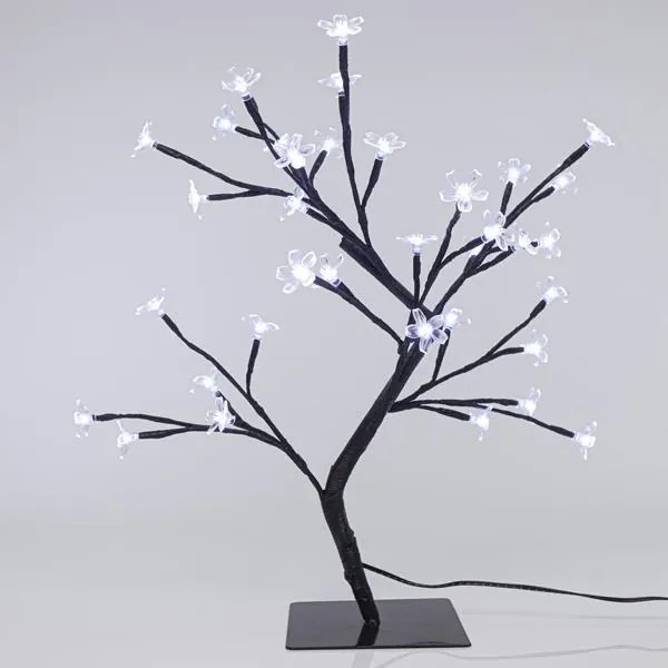 Eurolamp Δέντρο Κερασιά Φωτιζόμενη Με 36 LED Ψυχρό Λευκό Με Λουλούδια Υ45cm IP44 Μαύρο 600-30514