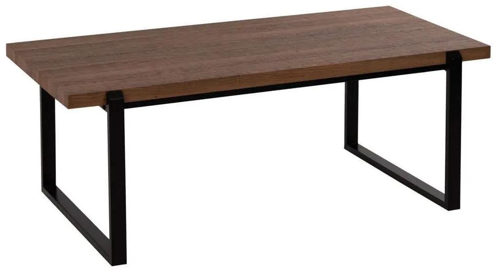 Τραπέζι Σαλονιού HM9585.04 120x60x46cm Με Μαύρη Μεταλλική Βάση Walnut