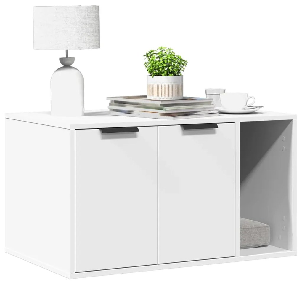 Τουαλέτα Γάτας Περίφραξη Λευκό 80x50x45 εκ. Επεξεργασμ. Ξύλο