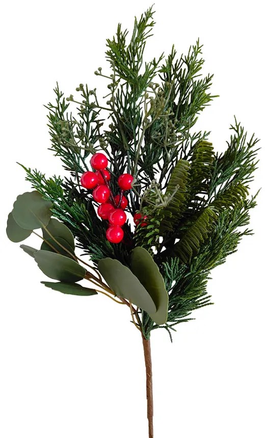 XMAS RED BERRY 42 ΚΛΑΔΙ ΠΡΑΣΙΝΟ ΚΟΚΚΙΝΟ H42cm