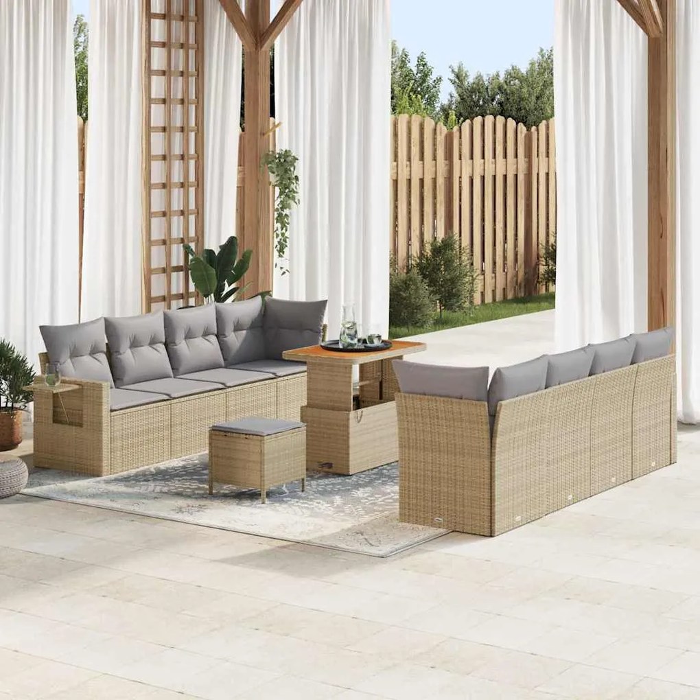 vidaXL Σετ Καναπέ Κήπου 11 pcs μπεζ και ανοιχτό γκρι 90 x 55 x 71 cm