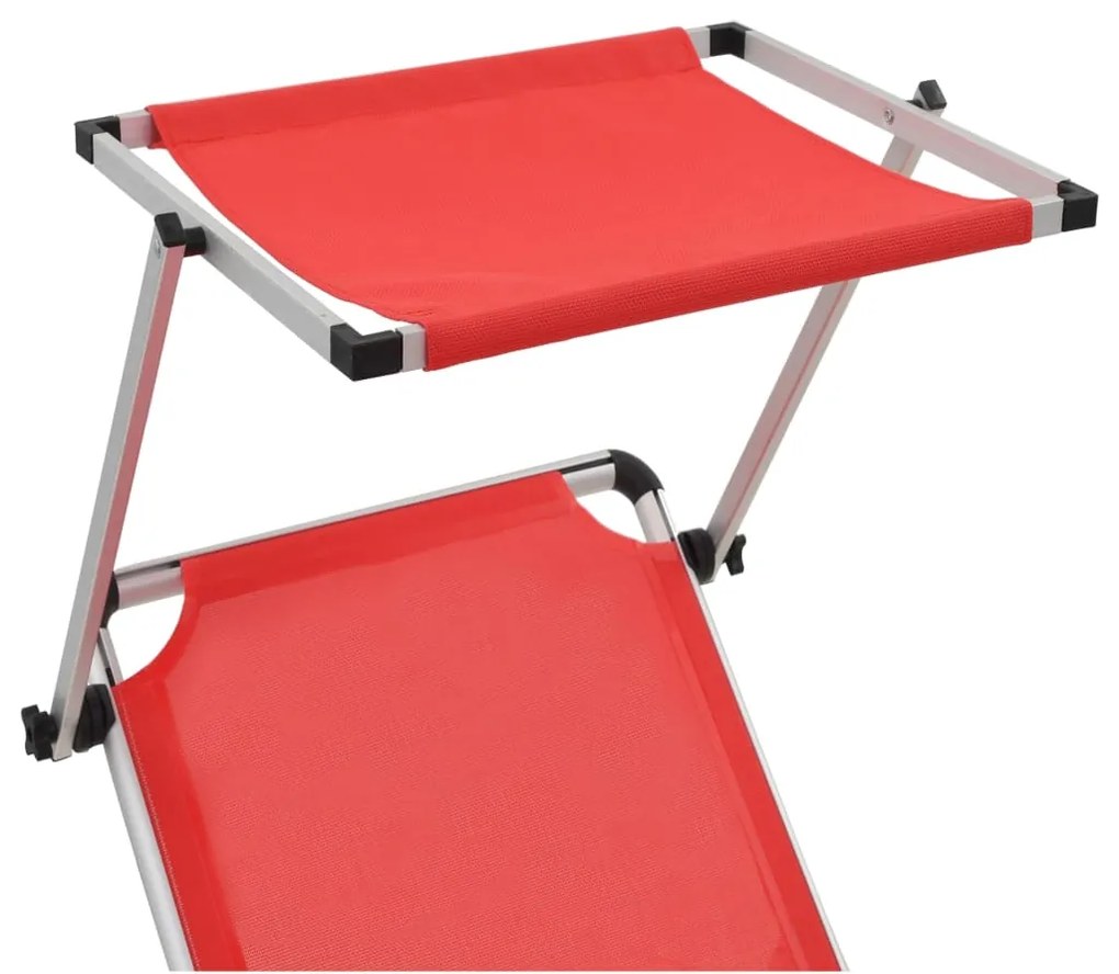 312459  FOLDING SUN LOUNGERS WITH ROOF 2 PCS ALUMINIUM&amp;TEXTILENE RED 312459