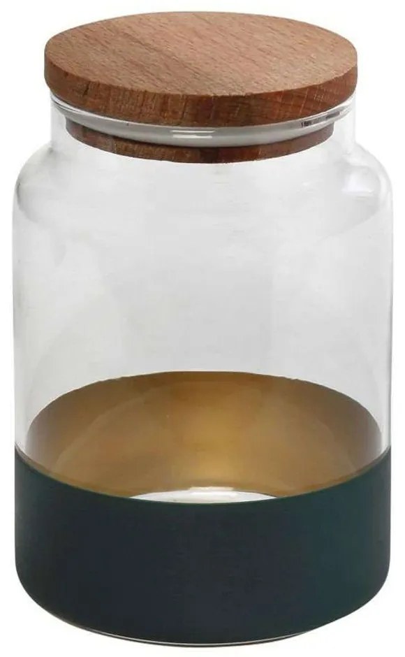Βάζο Αποθήκευσης Με Καπάκι Alfa RAB632 890ml Φ10x14,5cm Green-Gold Espiel Wood, Glass