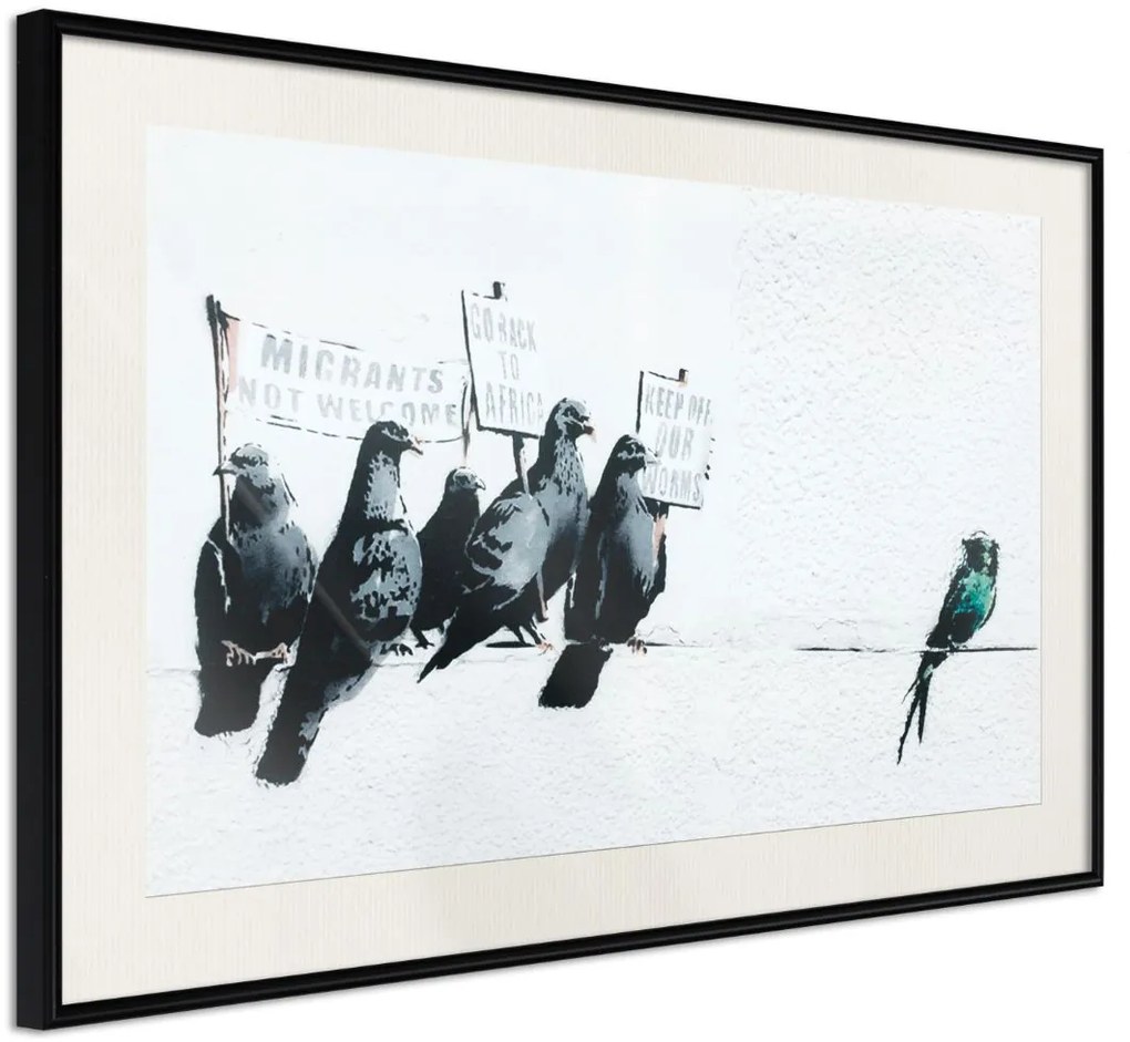 Αφίσα - Banksy: Pigeons - 45x30 - Μαύρο - Με πασπαρτού