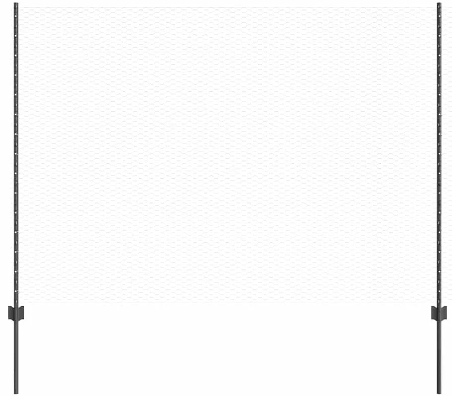 vidaXL Τείχος και Πόστ Γκρι 1,5 x 25 m Ατσάλι