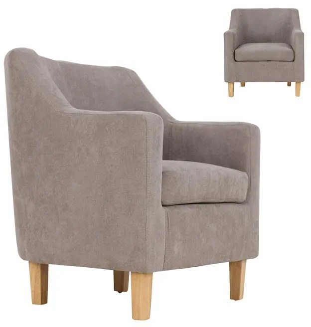 WOODWELL BETA Πολυθρόνα - Μπερζέρα Σαλονιού - Καθιστικού, Ύφασμα Ανοιχτό Καφέ 71x71x78cm Ε7130,2