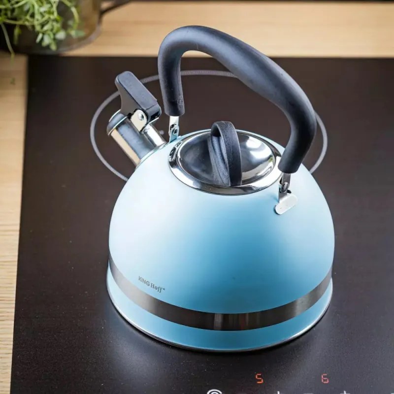Τσαγιέρα με σφυρίχτρα Kinghoff KH 1857, 1.8 l, Επαγωγή, Θερμομονωμένη λαβή, Μπλε