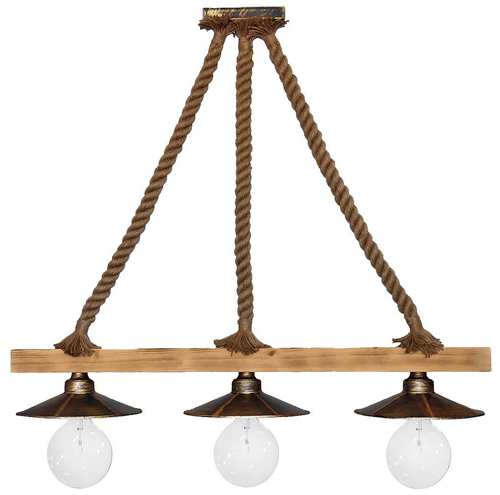 Φωτιστικό Οροφής Τρίφωτο Heronia Petra 31-0880 Rope/Bronze