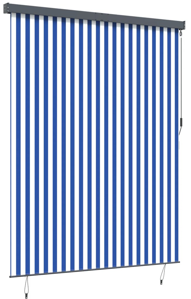 vidaXL Εξωτερικό ρολό Striped Μπλε και λευκό 200 x 250 εκ. ύφασμα