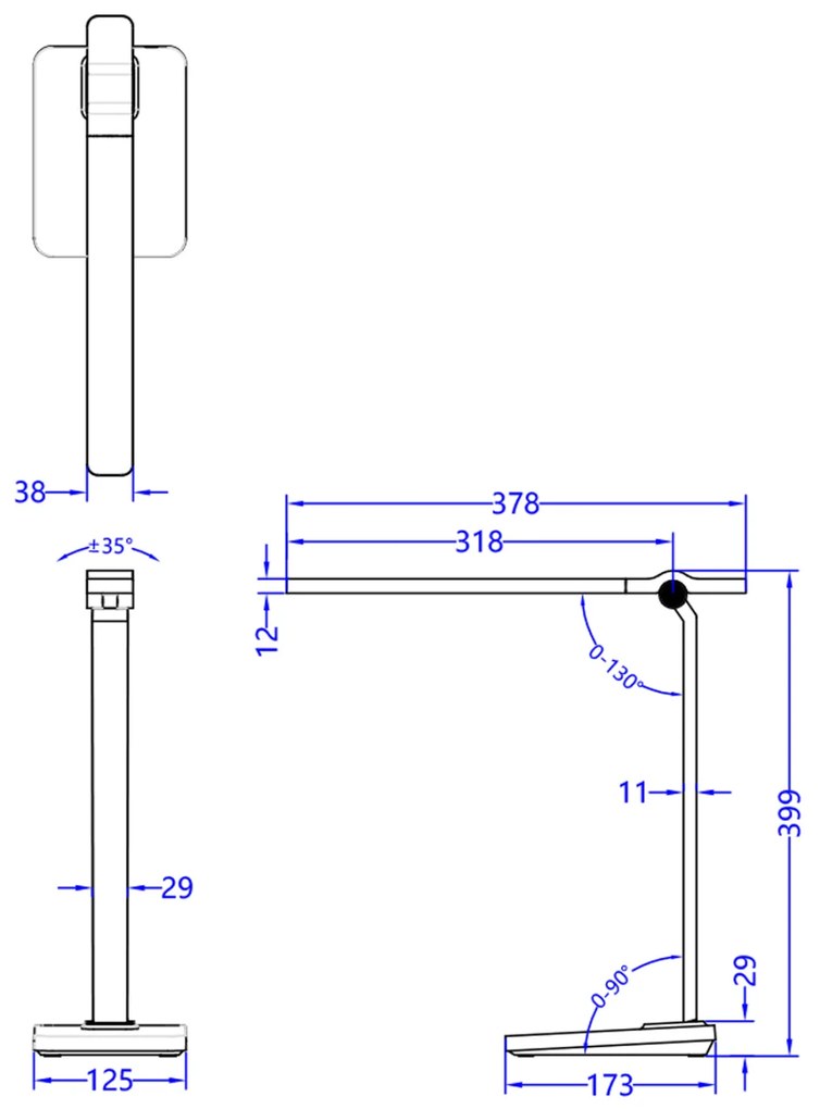 Φωτιστικό Γραφείου LED Blain Pro Λευκό Χρώμα ABS 17,3x12,5x39,9Yεκ.