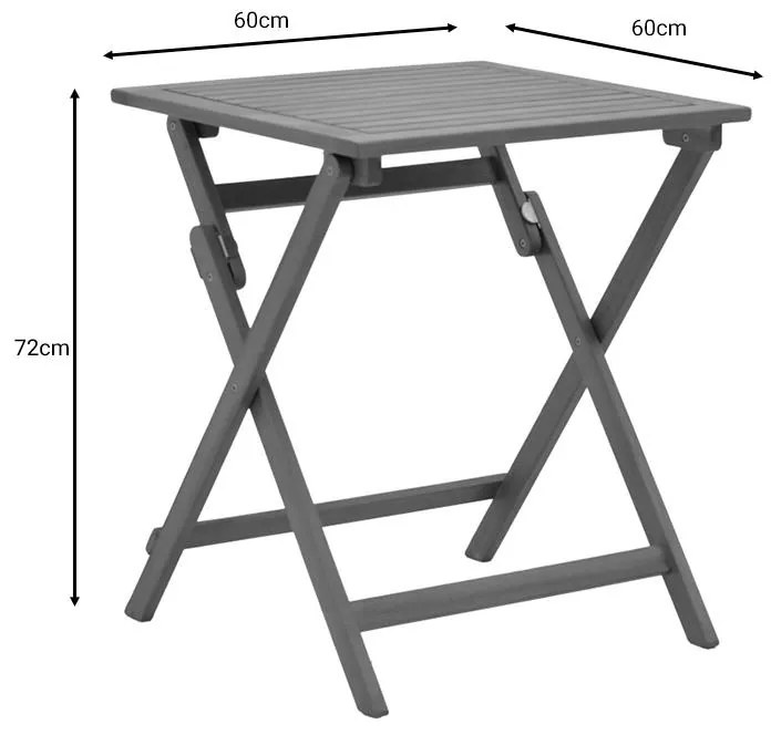Τραπέζι Perdu πτυσσόμενο φυσικό ξύλο ακακίας 60x60x72εκ 60x60x72 εκ.