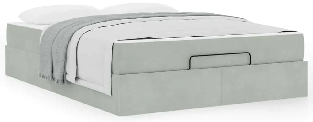 vidaXL Σκελετός κρεβατιού με στρώμα 2 pcs Ανοιχτό γκρι Βελούδο