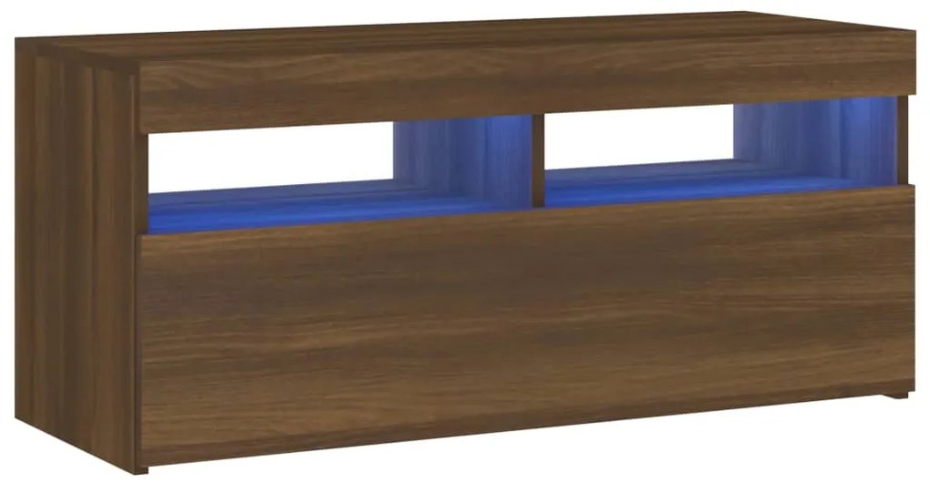 vidaXL Έπιπλο Τηλεόρασης με LED Καφέ Δρυς 90 x 35 x 40 εκ.