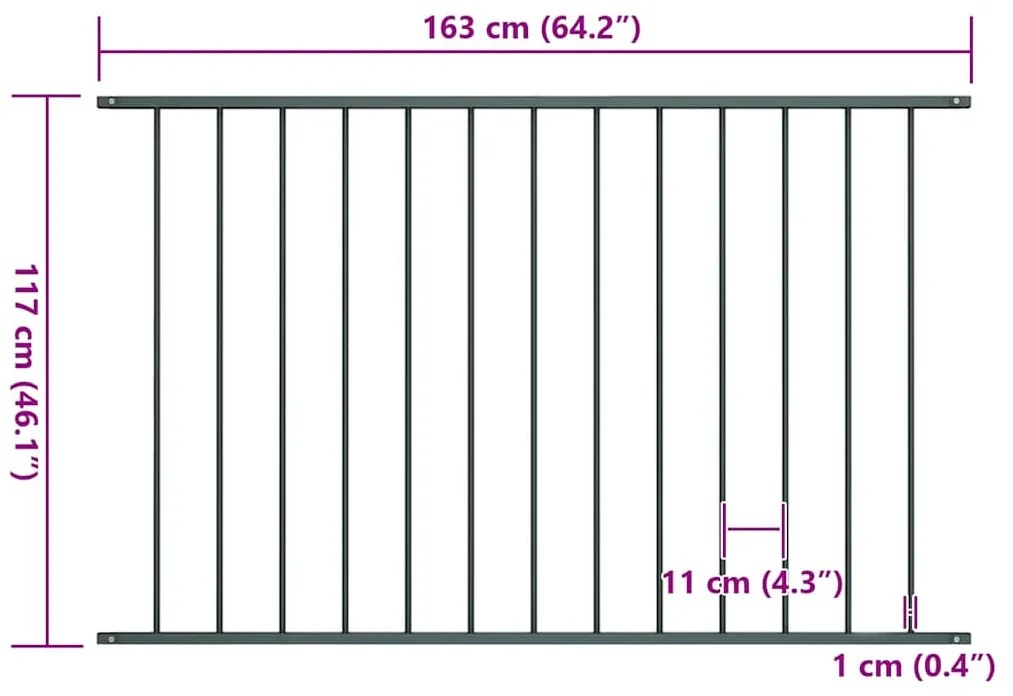 vidaXL Πάνελ Περίφραξης Ανθρακί 1,7x1,25 μ Ατσάλι με Ηλεκτροστ. Βαφή