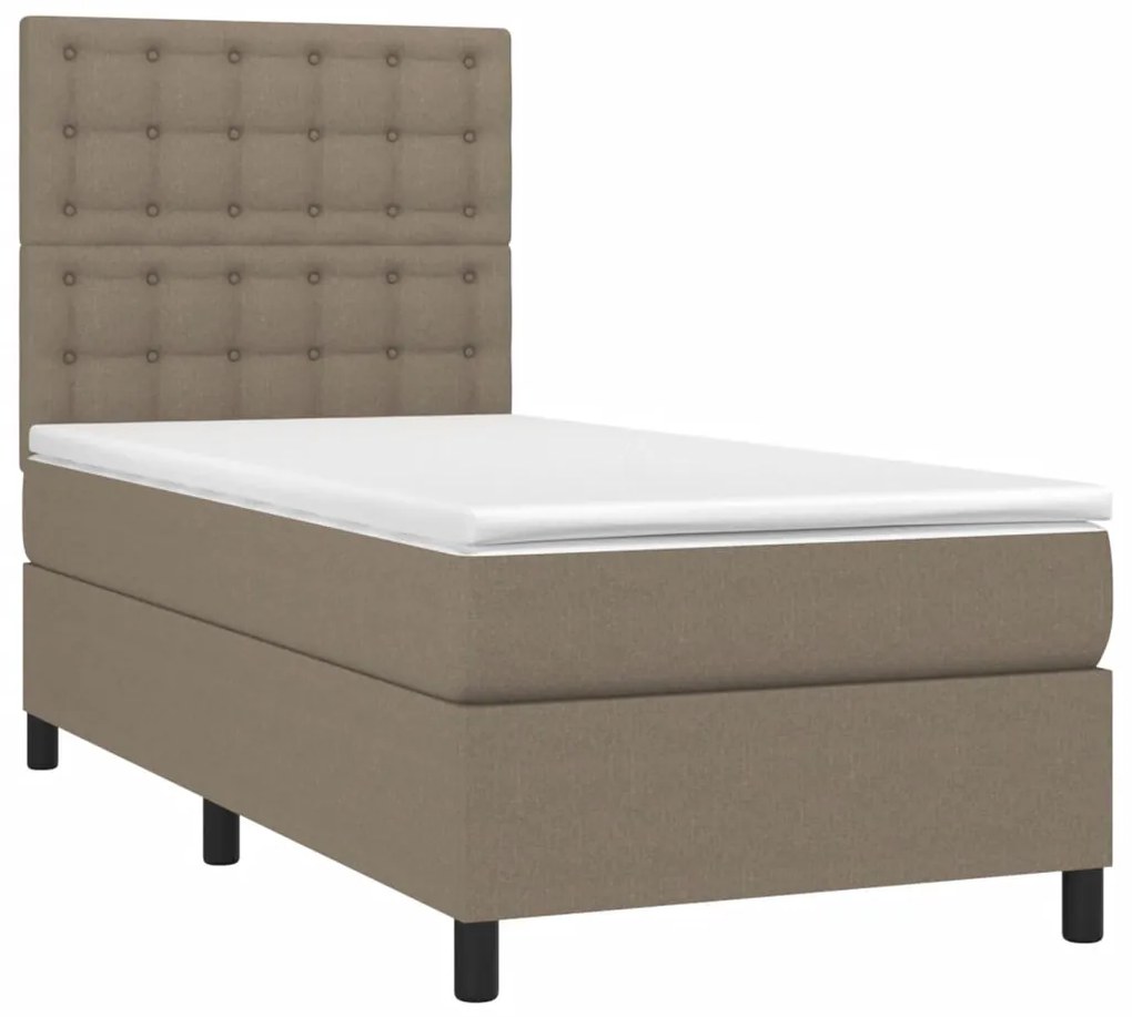 ΚΡΕΒΑΤΙ BOXSPRING ΜΕ ΣΤΡΩΜΑ &amp; LED TAUPE 80X200 ΕΚ. ΥΦΑΣΜΑΤΙΝΟ 3135153