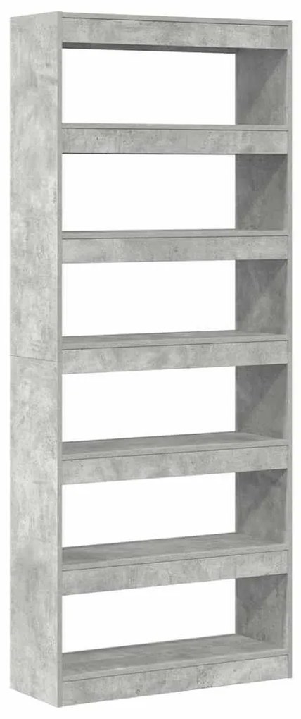 vidaXL Βιβλιοθήκη Σκυρόδεμα Γκρι 80 x 30 x 198 εκ Επεξεργασμένο ξύλο