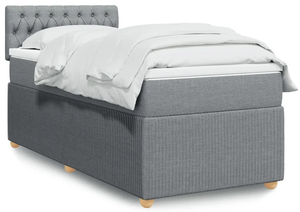 vidaXL Κρεβάτι Boxspring με Στρώμα Ανοιχτό Γκρι 80x200 εκ. Υφασμάτινο