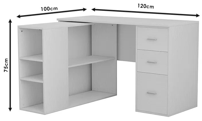 ΓΡΑΦΕΙΟ ΓΩΝΙΑΚΟ ΑΠΟΣΠΩΜΕΝΟ POLINA PAKOWORLD ΛΕΥΚΟ 120X100X75ΕΚ