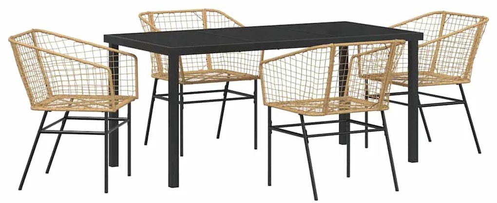 vidaXL Σέτ φαγητού για κήπο 5 pcs Καφέ συνθετικό ρατάν