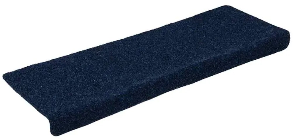 vidaXL Πατάκια Σκάλας 15 τεμ. Μπλε 65x21x4 εκ. από Βελονιασμένο Ύφασμα