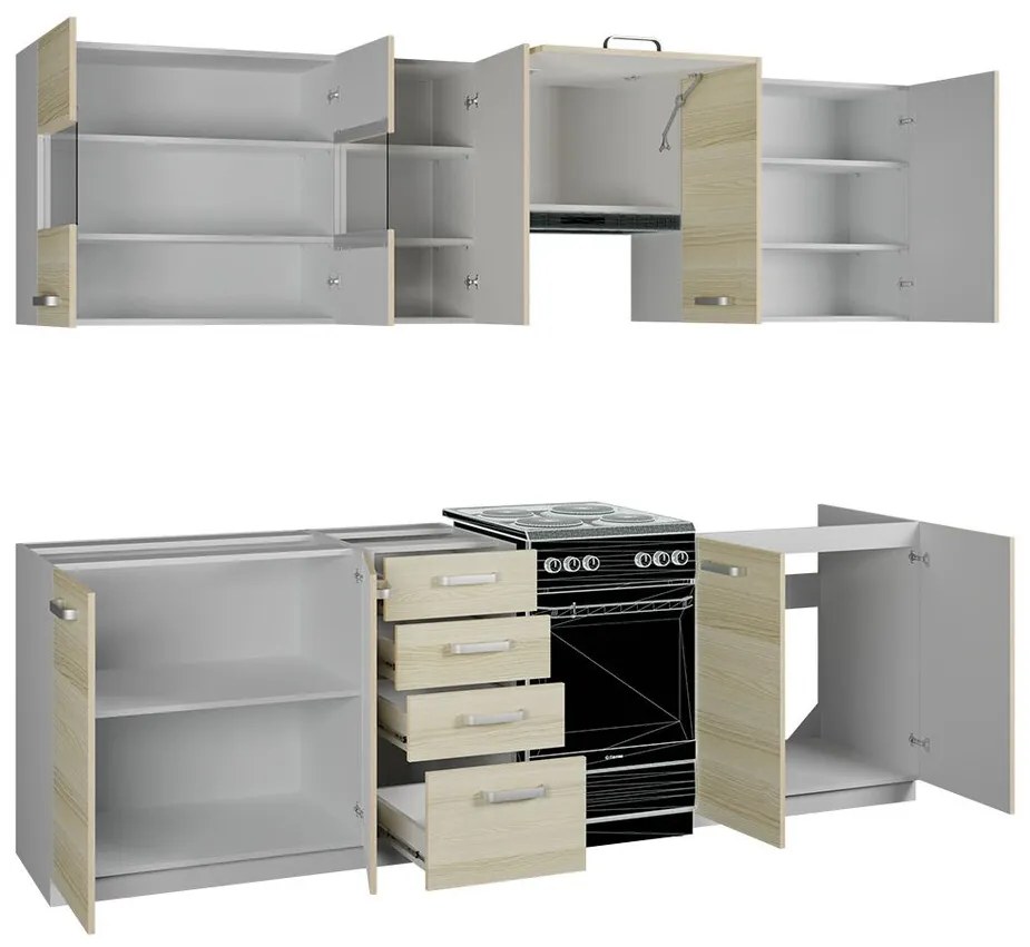 Σετ κουζίνας Tucson 165, 260x52cm, 140 kg, Πλαστικοποιημένη μοριοσανίδα | Epipla1.gr