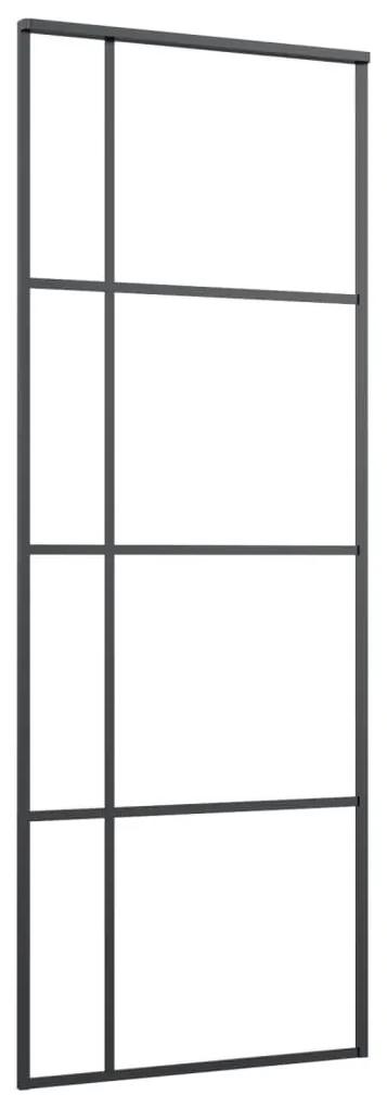 Συρόμενη Πόρτα Μαύρη 76 x 205 εκ. από Γυαλί ESG / Αλουμίνιο - Μαύρο