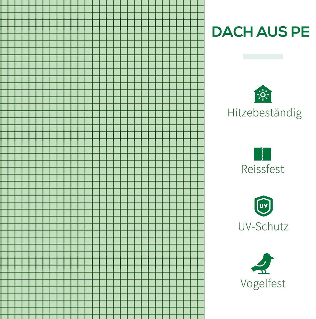 Outsunny Θερμοκήπιο από φιλμ, τρεις πόρτες που τυλίγονται, ανθεκτικό κάλυμμα, ατσάλινο πλαίσιο, πράσινο, 2,95 x 1 x 0,8 m