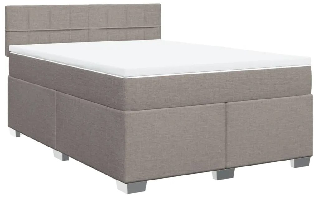 Κρεβάτι Boxspring με Στρώμα Taupe 140x200 εκ. Υφασμάτινο - Μπεζ-Γκρι