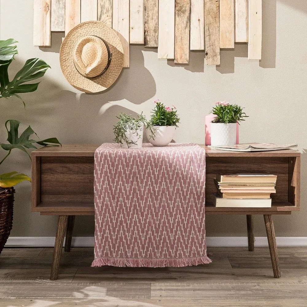 Τραβέρσα Giardino 06 Pink Teoran 45X180 Cotton-Polyester