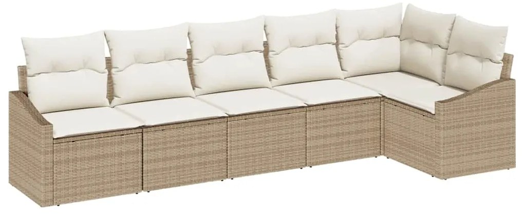 vidaXL Σετ Καναπέ Κήπου 6 pcs Μπεζ Πολυ ράταν
