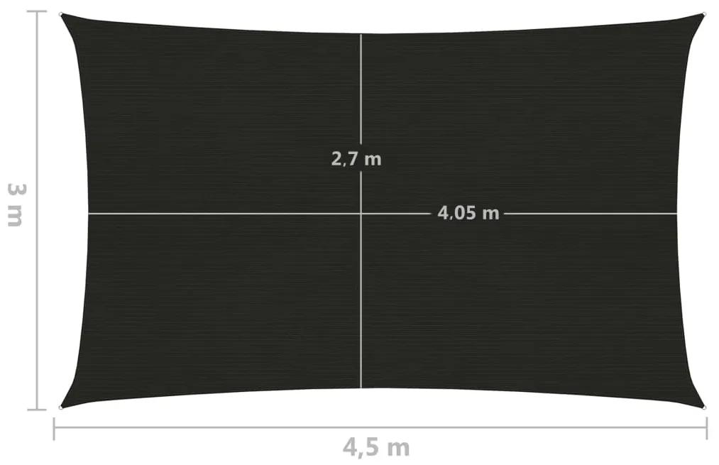 vidaXL Πανί Σκίασης Μαύρο 3 x 4,5 μ. από HDPE 160 γρ./μ²