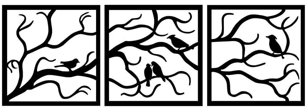 Διακοσμητικό Τοίχου Tree (Σετ 3Τμχ) 891TNL1948 150x50cm Black Wallity Μέταλλο