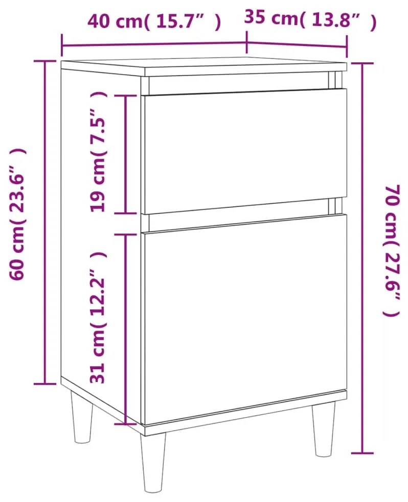 Κομοδίνα 2 τεμ. Γκρι Σκυροδέματος 40x35x70 εκ. - Γκρι