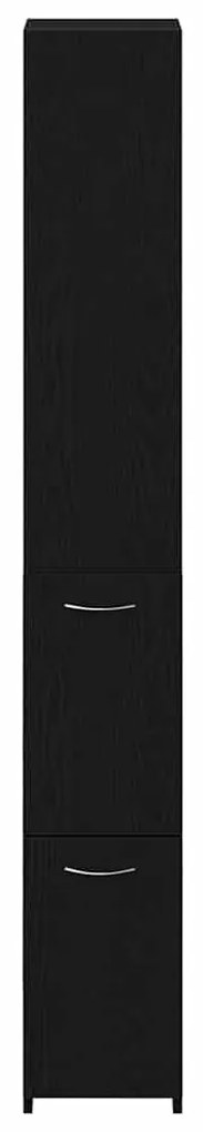 vidaXL Ντουλάπι Μπάνιου με συρτάρι Μαύρη Οξυά 25 x 25 x 170 εκ.