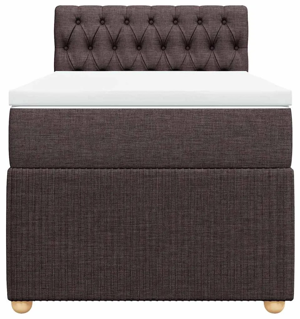 vidaXL Κρεβάτι Boxspring με Στρώμα Σκούρο Καφέ 100x200 εκ. Υφασμάτινο
