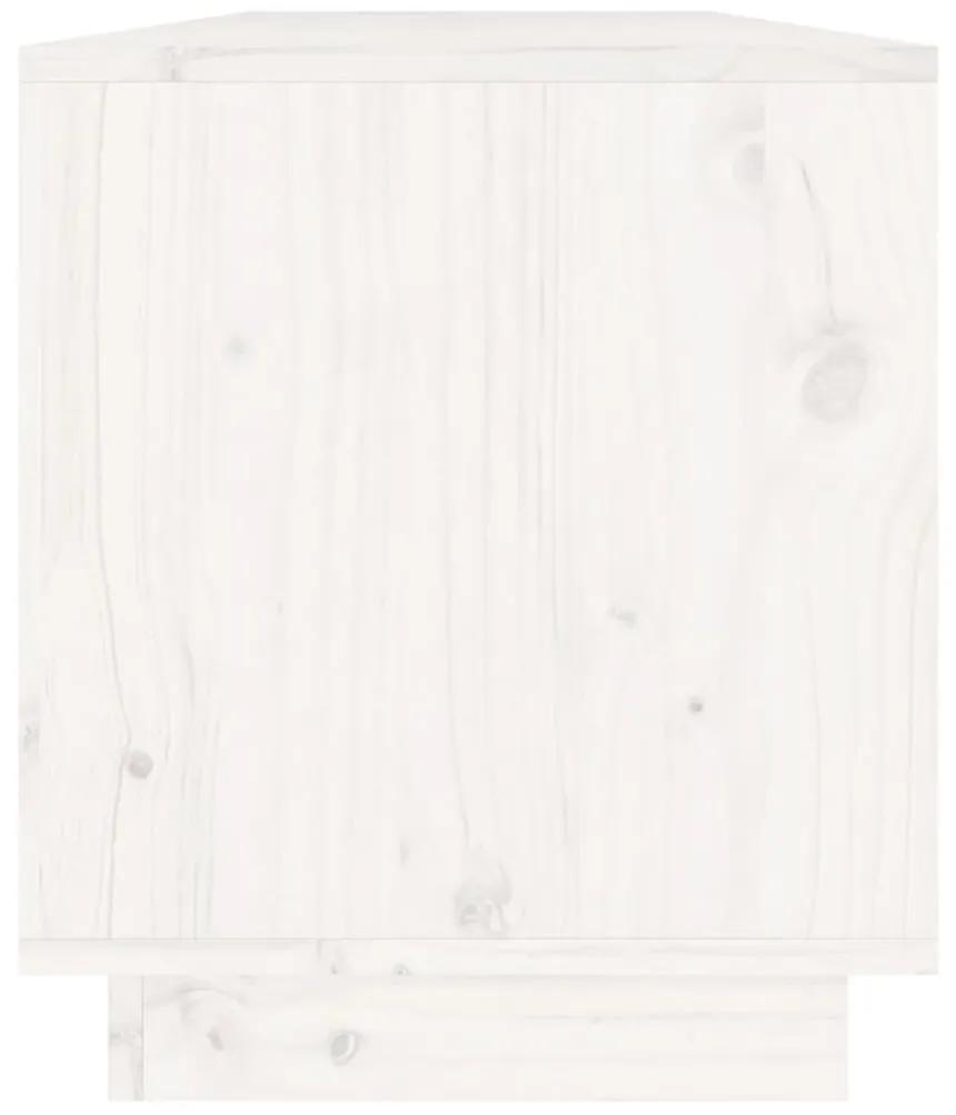 Έπιπλο Τηλεόρασης Λευκό 110,5x34x40 εκ. από Μασίφ Ξύλο Πεύκου - Λευκό