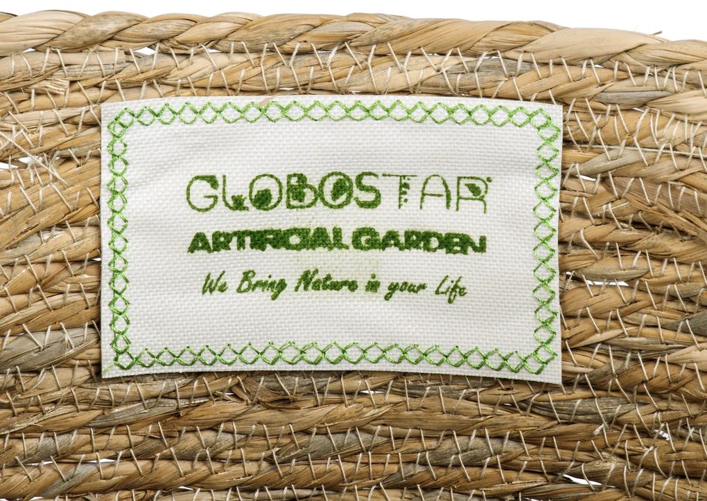 GloboStar® Artificial Garden TINOS 20292 Διακοσμητικό Πλεκτό Καλάθι - Κασπώ Γλάστρα - Flower Pot Μπεζ Φ35cm x Υ30cm