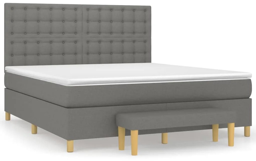 vidaXL Κρεβάτι Boxspring με Στρώμα Σκούρο Γκρι 180x200 εκ Υφασμάτιν