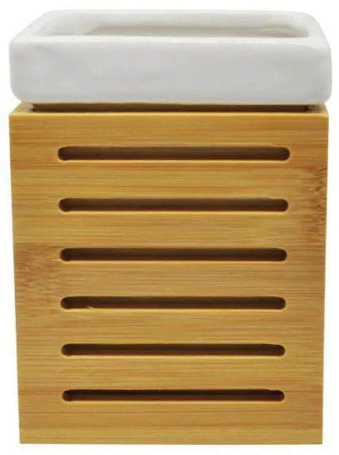 Ποτηροθήκη 815272 8,5x6,7x11,3cm Natural-White Ankor Bamboo,Ceramic
