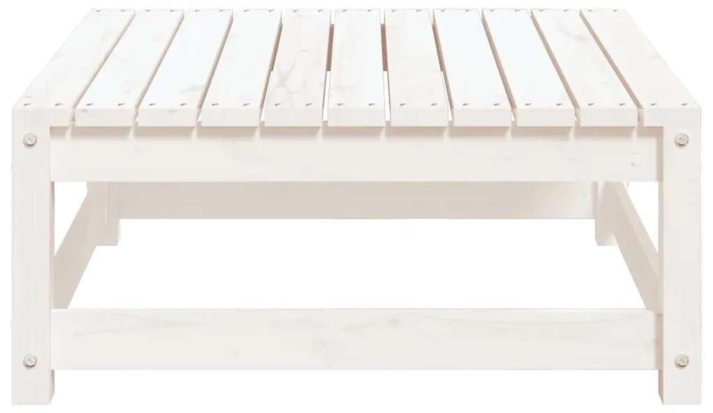 vidaXL Υποπόδιο Κήπου Λευκό 70 x 70 x 30 εκ. από Μασίφ Ξύλο Πεύκου