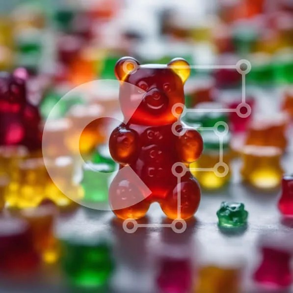 Intra Συλλεκτικό Ξύλινο Παζλ Plywood  4mm - Πολύχρωμα Gummy Bears στο τραπέζι Σε Ξύλινο Κουτί - Διαστάσεις: 10x10 cm – 25 κομμάτια